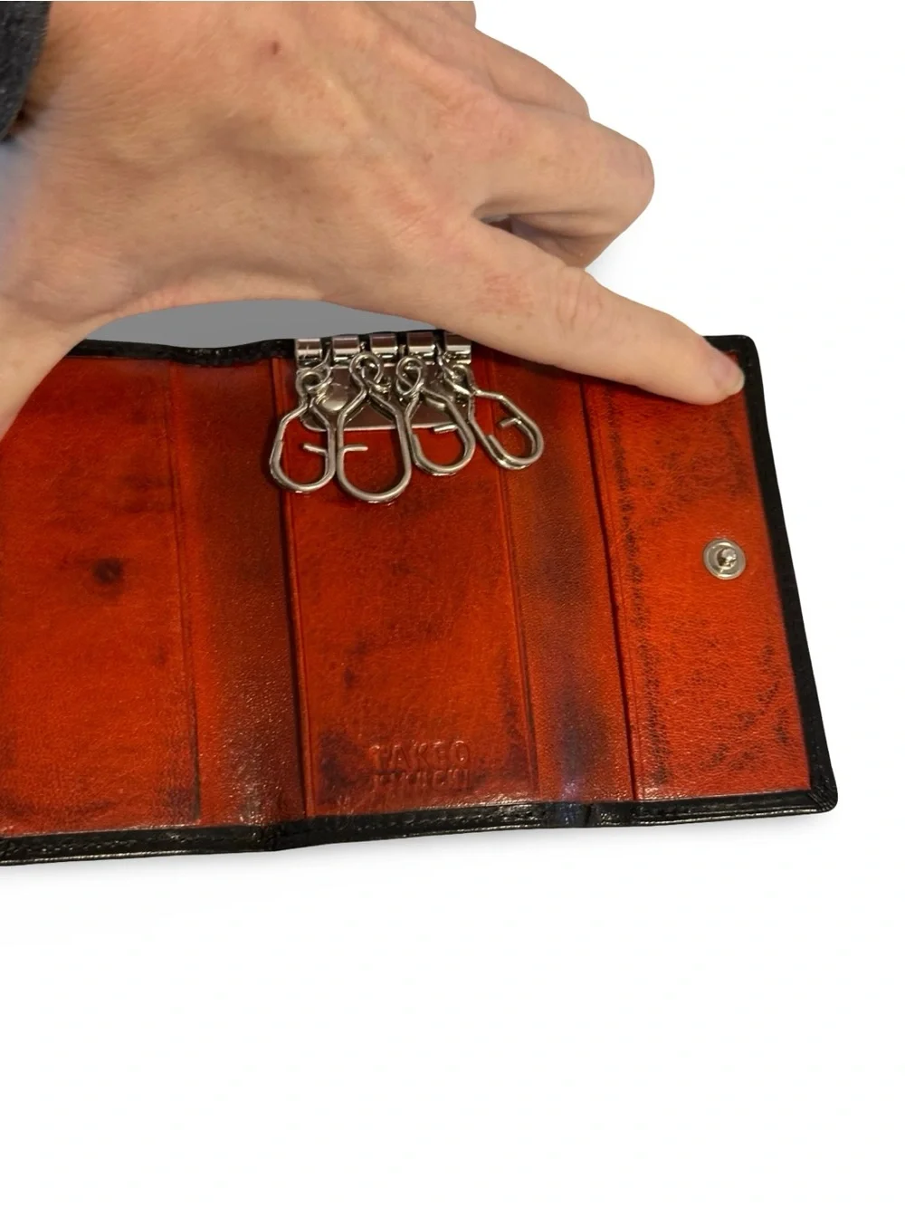 Takeo Japan Black Leather Key & Card Organizer